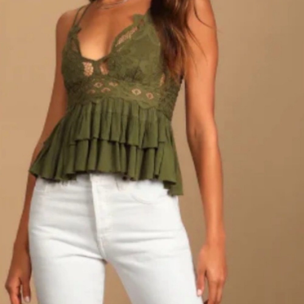 NWT Free People Adella Cami Tank Top green - Picture 4 of 6